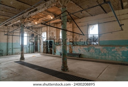 Cell Block at Ohio State Reformatory, historic prison located in Mansfield, Ohio Royalty-Free Stock Photo #2400208895