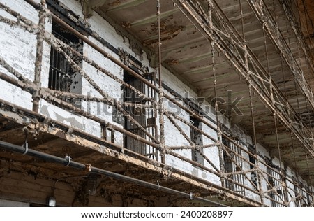 Cell Block at Ohio State Reformatory, historic prison located in Mansfield, Ohio Royalty-Free Stock Photo #2400208897