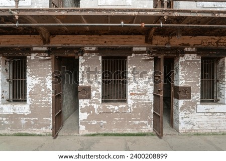 Cell Block at Ohio State Reformatory, historic prison located in Mansfield, Ohio Royalty-Free Stock Photo #2400208899
