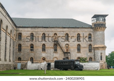 The Exterior of the Ohio State Reformatory, historic prison located in Mansfield, Ohio on an Autumn Day Royalty-Free Stock Photo #2400208901