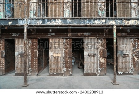Cell Block at Ohio State Reformatory, historic prison located in Mansfield, Ohio Royalty-Free Stock Photo #2400208913