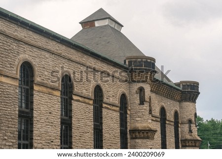 The Exterior of the Ohio State Reformatory, historic prison located in Mansfield, Ohio on an Autumn Day Royalty-Free Stock Photo #2400209069