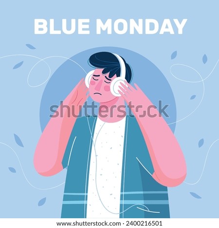 Blue Monday background. Blue Monday concept. vector illustration. third Monday of the month. most depressing day of the year. January 15th. Royalty-Free Stock Photo #2400216501