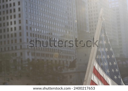 American flag in the downtown of Chicago, Illinois