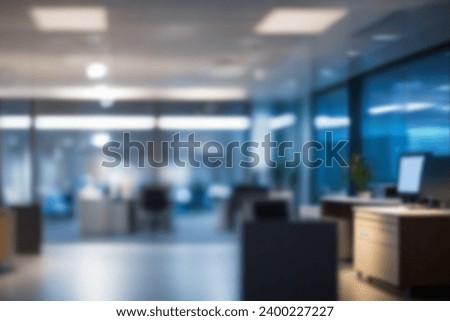 Blurring the Background in a Modern Office Interior. evening light effect.
