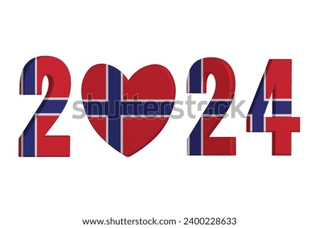 World countries. New Year 2024 celebrate on white background. Norway