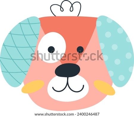 Childish Dog Head Vector Illustration