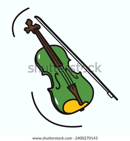 Musical instrument of colorful sticker set. A visually captivating illustration of violin reflect the power and versatility of this iconic instrument. Vector illustration.