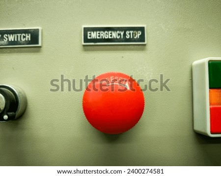 Emergency button by a lot of angle photo capture,used for emergency only to cut offachine power outage,east kalimantan-indonesia