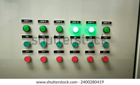Buttons of power house panel,used to controls all machine unit Royalty-Free Stock Photo #2400280419