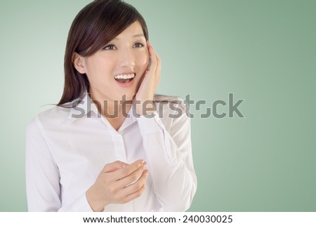 Business woman of Asian with surprised expression.