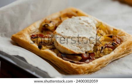Puff Pastry Appetizer with Bacon, Cheese, and Leek 