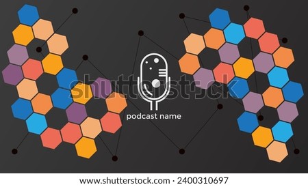 PODCAST DARK BACKGROUND COLORFUL WITH GEOMETRIC SHAPES FLAT COLOR SIMPLE TEMPLATE DESIGN VECTOR. GOOD FOR COVER DESIGN, BANNER, WEB,SOCIAL MEDIA