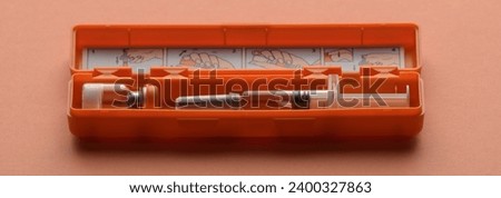 glucagon syringe used for hypoglycemia in type 1 diabetics Royalty-Free Stock Photo #2400327863