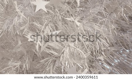 white background, Christmas tree  garlands, white stars on a background, background for a card, white on white, Christmas Eve