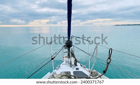 Sailing yacht sailing on the endless blue sea