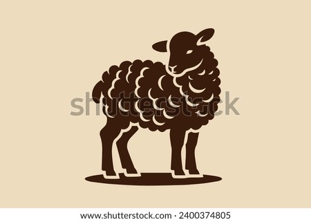 Modern lamb logo. Brown and beige colors. Simple design	 Royalty-Free Stock Photo #2400374805