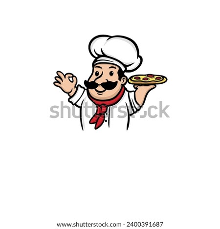 Pizza man logo design illustration