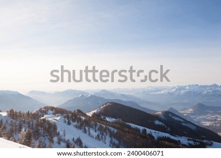 View from the top of mount Panarotta, Trentino alto adige, Italy Royalty-Free Stock Photo #2400406071