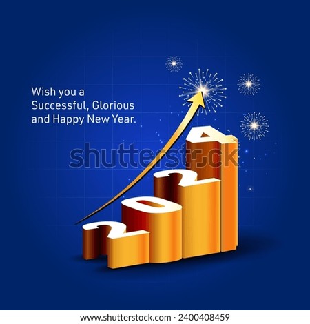 2024 growth concept. Wishing card for successful business and prosperous new year. Royalty-Free Stock Photo #2400408459