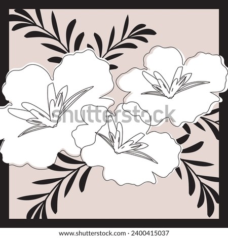 printed scarf with white flower design Royalty-Free Stock Photo #2400415037