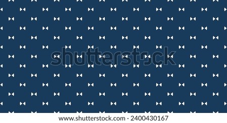 Bow tie pattern. Simple minimalist vector seamless texture with small bow-ties. Abstract dark blue geometric ornament. Hipster fashion style. Cute funky background. Repeat design for decor, covering