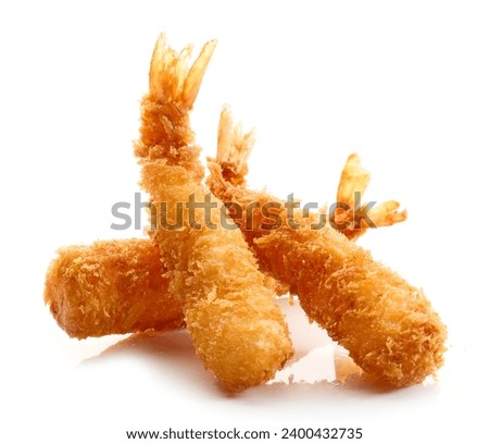 breaded Torpedo shrimps isolated on white background Royalty-Free Stock Photo #2400432735