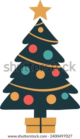 Colorful Christmas tree hand drawn  isolated  on white background vector illustration 
