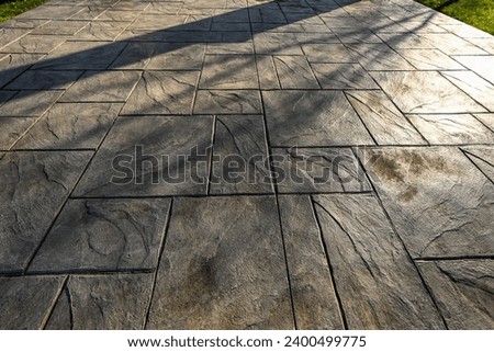 close up of stamped concrete patio