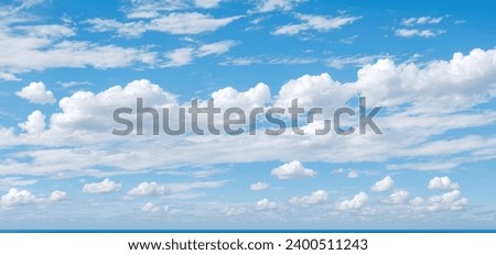 blue sky background with clouds. wide web banner. Blue sky with white cloud. summer heaven is colorful clearing day Good weather and beautiful nature in morning
