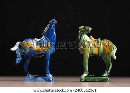 tri-coloured glazed pottery of the Tang Dynasty, Tang sancai glaze horses
 Royalty-Free Stock Photo #2400512361