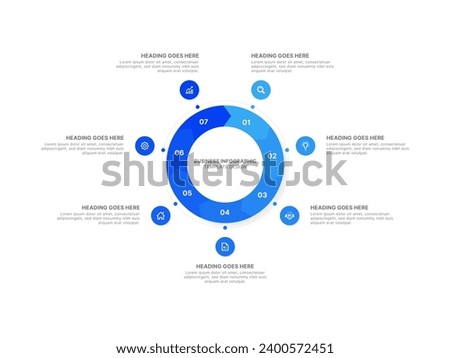 Circle Round Infographic Design Template with Seven Options Royalty-Free Stock Photo #2400572451
