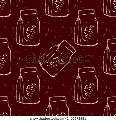 Seamless background of a pack of coffee hand-painted