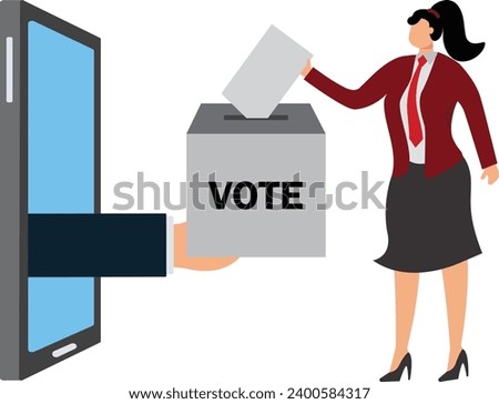 Online Voting Businesswoman, Electrical Equipment, Electronic Organizer, Electronic Voting, Front View, Governmen Royalty-Free Stock Photo #2400584317
