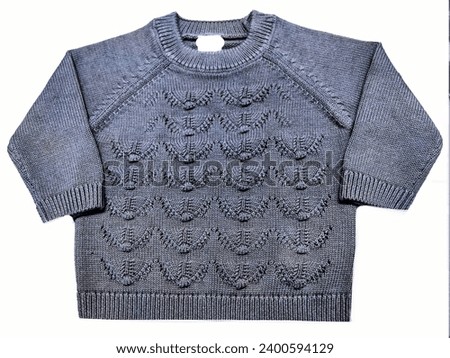 knitted Fashionable pointalle round neck sweater For Kids Colorful Sweatshirts closeup view.