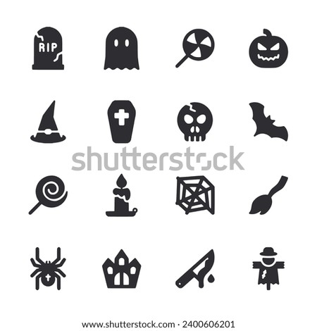 Halloween icon set isolated on white