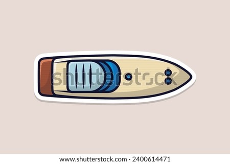 Passenger ship boat sticker design vector illustration. Water transportation object icon concept. Ocean transportation ship yacht for traveling sticker design icon logo.