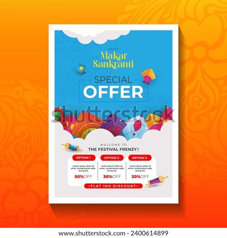 Makar Sankranti Festival Sale, Offer Poster Design Layout Template Royalty-Free Stock Photo #2400614899