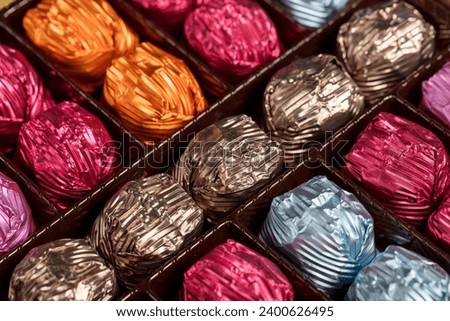 Packaged chocolate. Luxury chocolate on white background. Close up