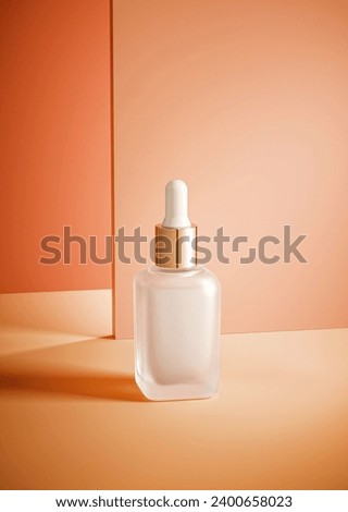 Frosted semi permeable skin care product essence on orange background skin care essence Royalty-Free Stock Photo #2400658023