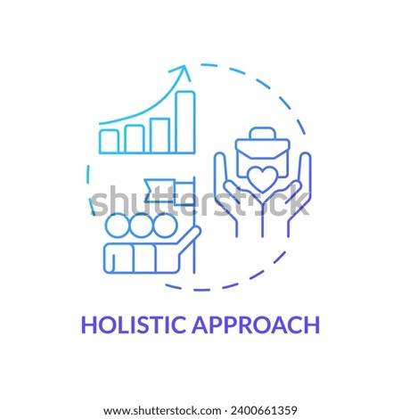 2D gradient icon holistic approach concept, isolated vector, mindful entrepreneurship thin line illustration. Royalty-Free Stock Photo #2400661359
