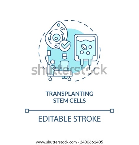 2D editable blue transplanting stem cells icon, monochromatic isolated vector, thin line illustration representing cell therapy. Royalty-Free Stock Photo #2400661405
