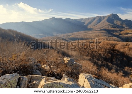 Panorama picture from Spanish mountain Montseny, near Santa fe del Montseny, Catalonia