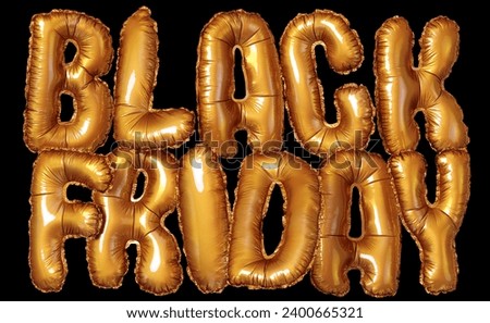 Black and red foil balloons Black Friday concept. High quality 3d render