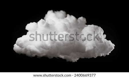 Single cloud in air, isolated on black background. Fog, white clouds or haze For designs isolated on black background. Abstract cloud. Cloud or dust isolated on black, abstract cloud. Royalty-Free Stock Photo #2400669377