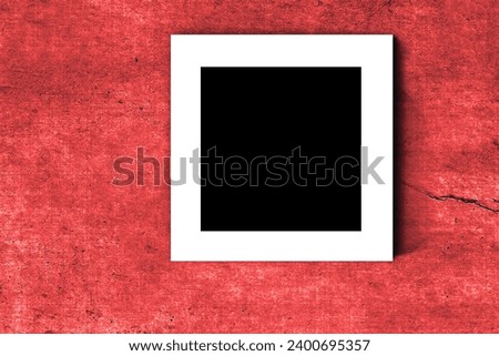 Empty image designed for text, empty picture on the old red wall, background for text, interior, color photo