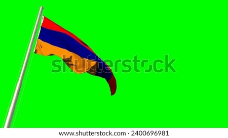 Waving glorious flag of Armenia on chroma key screen, isolated - object 3D rendering
