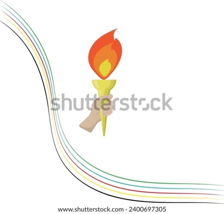 Hand holding torch. Symbol of Olympic Flame and sports. Flat illustration vector design. Olympic games.