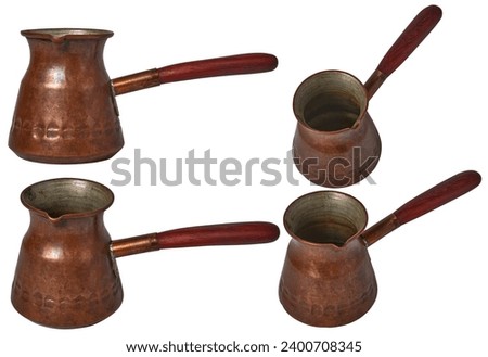 copper coffee turk set isolated Royalty-Free Stock Photo #2400708345