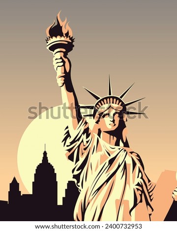 Vector illustration. Poster New York, USA. Tourist poster, postcard, banner.